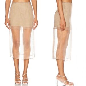 New L’CADEMIE Organza Sheer Marianna Blaire Midi Skirt Sz XS $199 msrp
